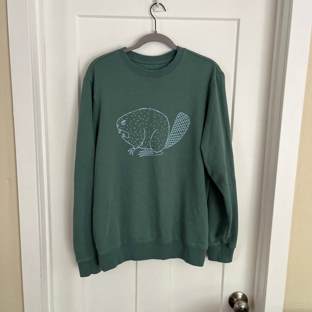 Duluth Trading Co Angry Beaver Heritage Sweatshirt Women's S Green Relaxed Fit